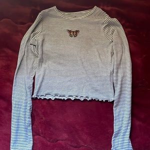 Hollister Cropped Long-sleeve with Butterfly Embroidery